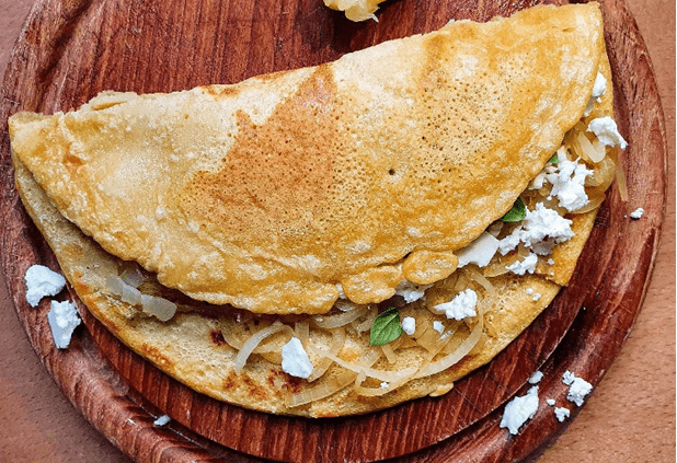 caramelized onion chickpea pancakes